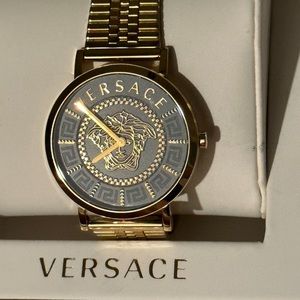 Ladies Versace V-Essential VEK400621 watch gold black Medusa Swiss stainless ste